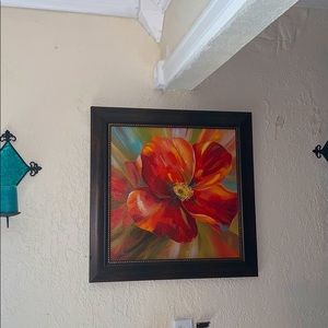 Hand painted framed flower